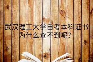 武汉理工大学自考本科证书为什么查不到呢?
