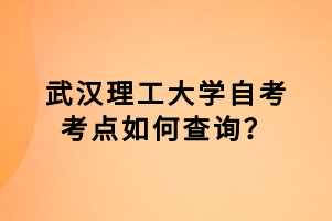 武汉理工大学自考考点如何查询？